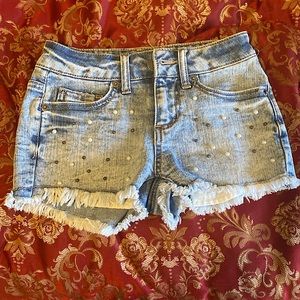Girls rhinestone denim shorts